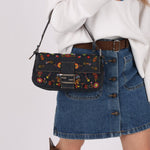 Limited Edition Fendi Floral Denim Beaded Baguette Bag - FashioNica