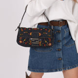 Limited Edition Fendi Floral Denim Beaded Baguette Bag - FashioNica