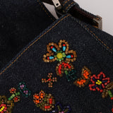 Limited Edition Fendi Floral Denim Beaded Baguette Bag - FashioNica
