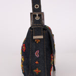 Limited Edition Fendi Floral Denim Beaded Baguette Bag - FashioNica
