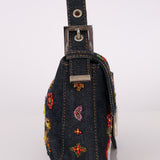 Limited Edition Fendi Floral Denim Beaded Baguette Bag - FashioNica