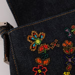 Limited Edition Fendi Floral Denim Beaded Baguette Bag - FashioNica