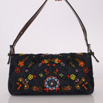 Limited Edition Fendi Floral Denim Beaded Baguette Bag - FashioNica