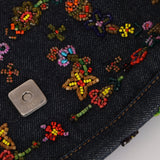 Limited Edition Fendi Floral Denim Beaded Baguette Bag - FashioNica