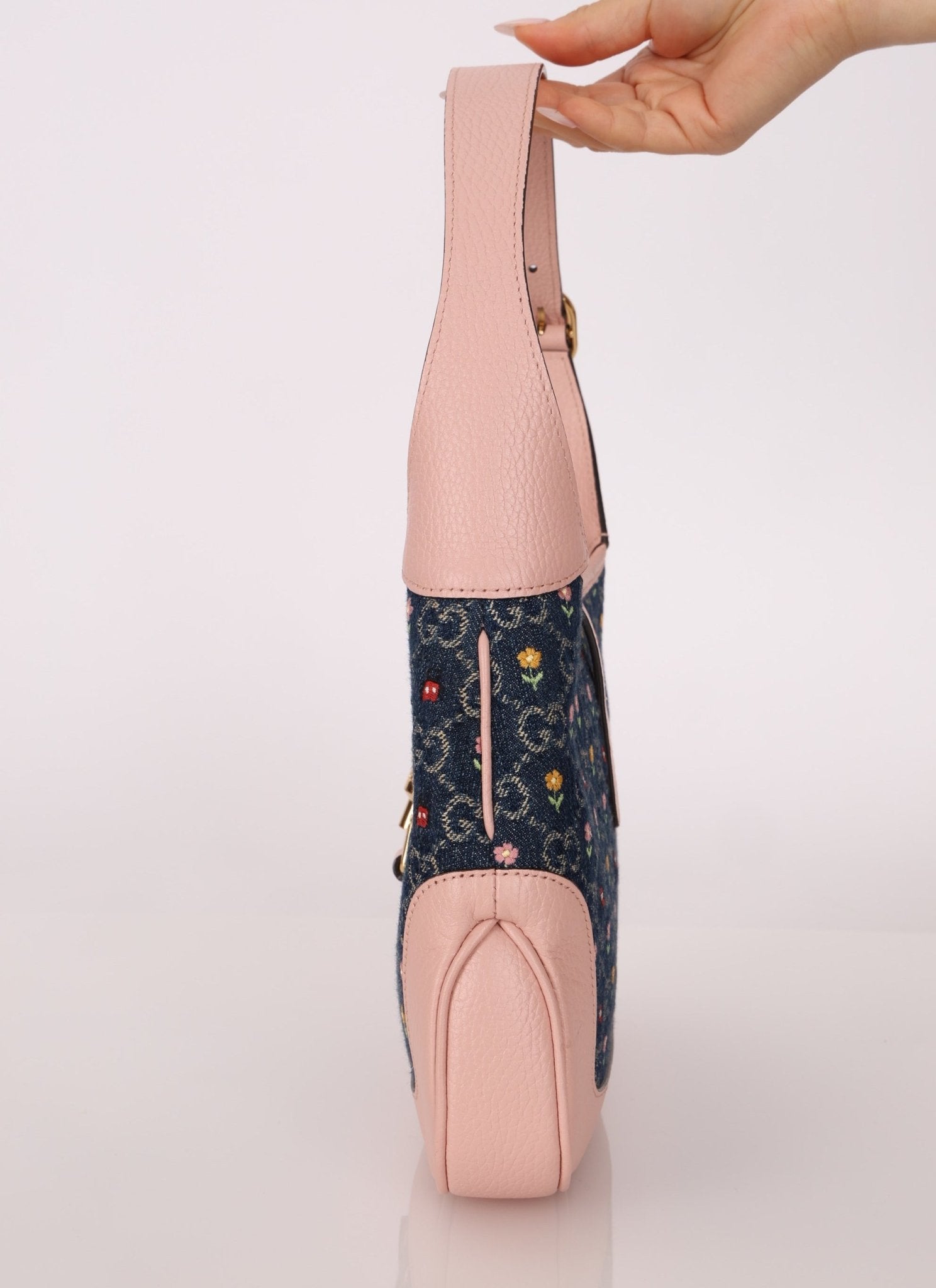 Limited Edition Gucci Denim Floral Small Jackie - FashioNica