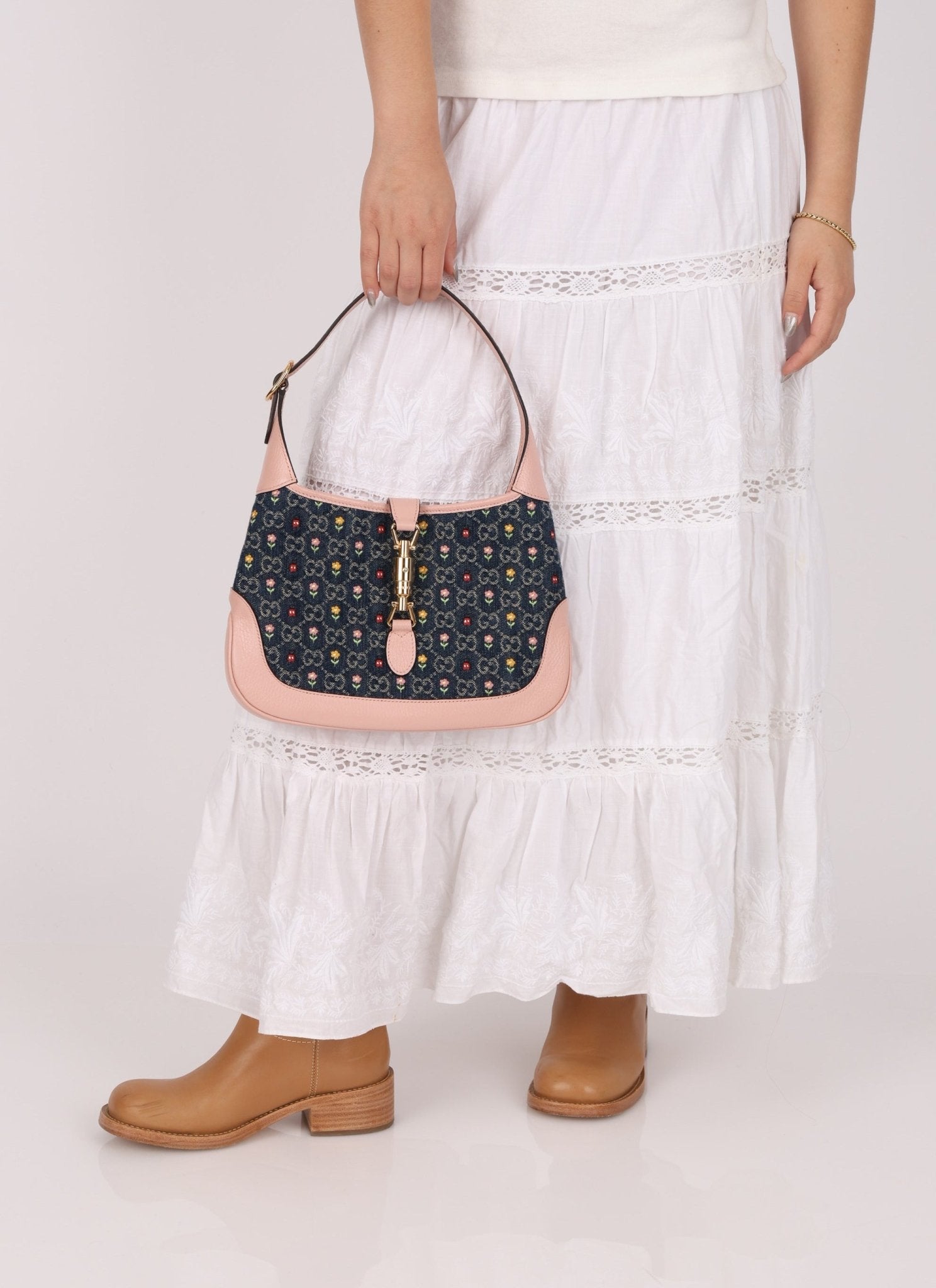 Limited Edition Gucci Denim Floral Small Jackie - FashioNica