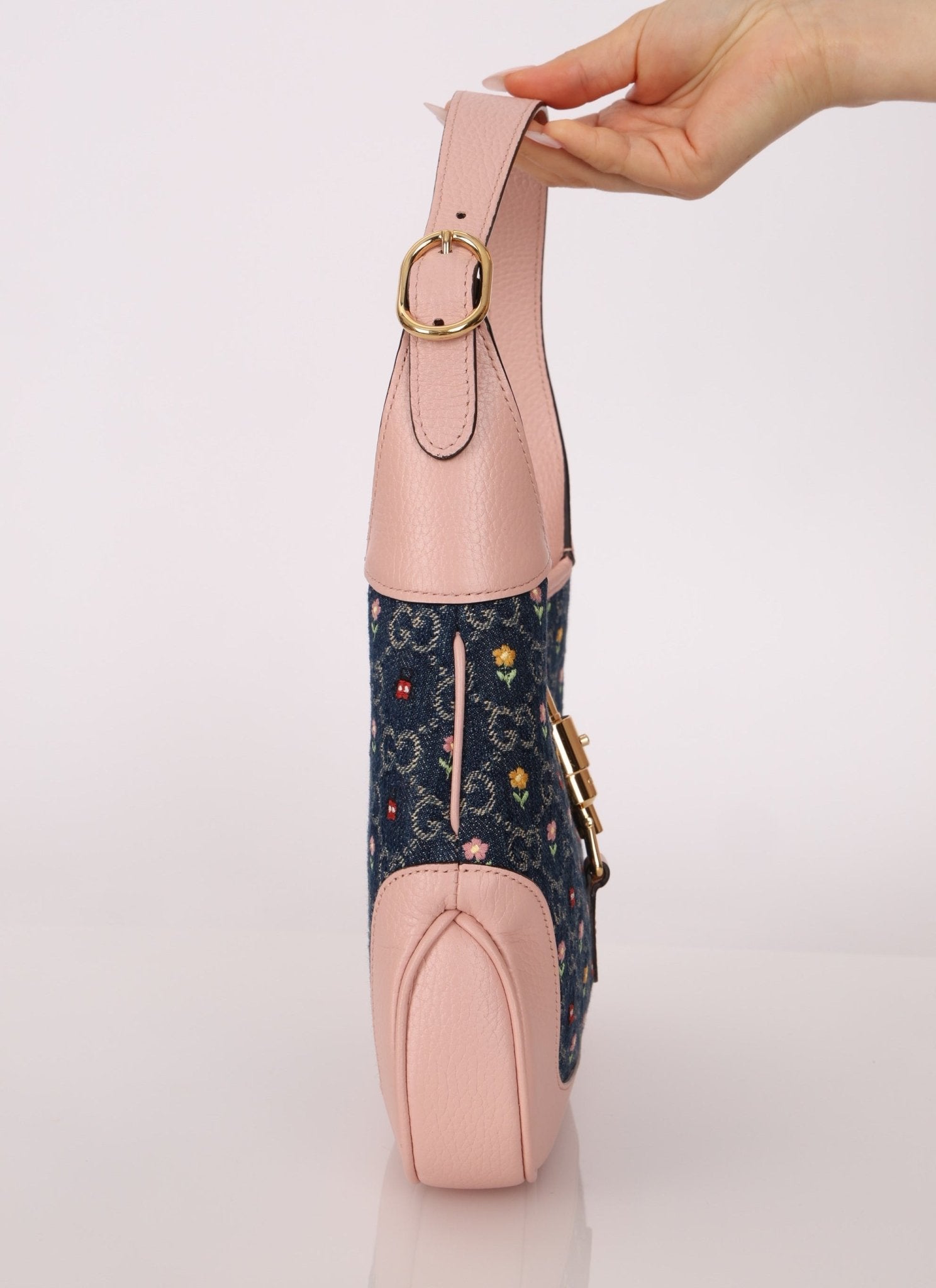 Limited Edition Gucci Denim Floral Small Jackie - FashioNica
