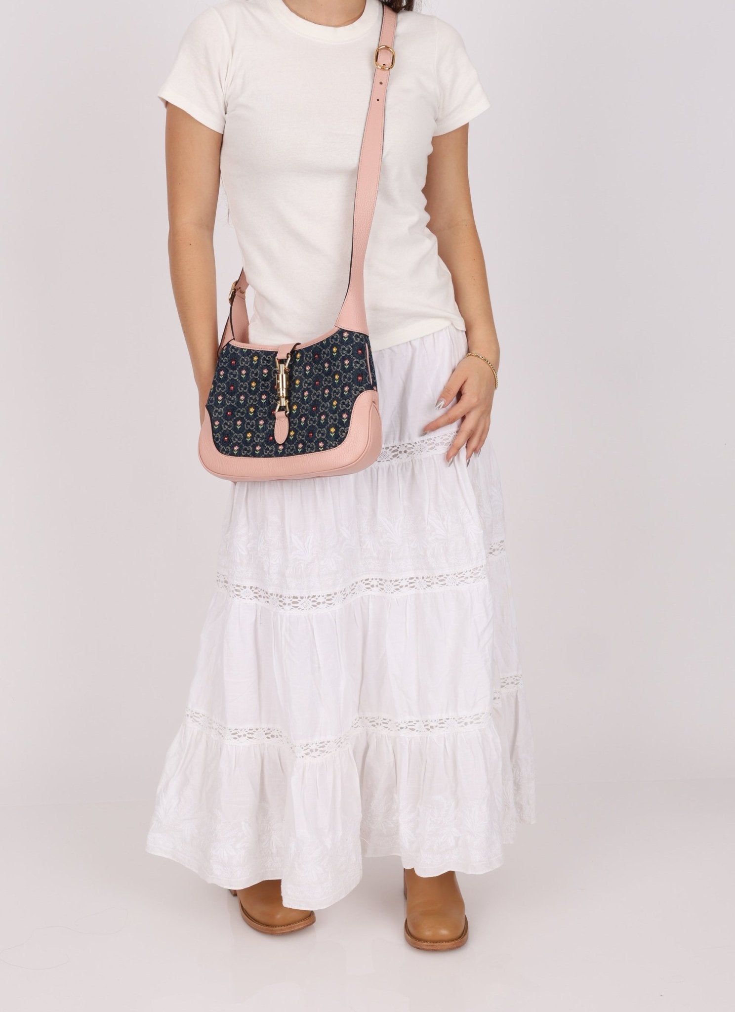 Limited Edition Gucci Denim Floral Small Jackie - FashioNica