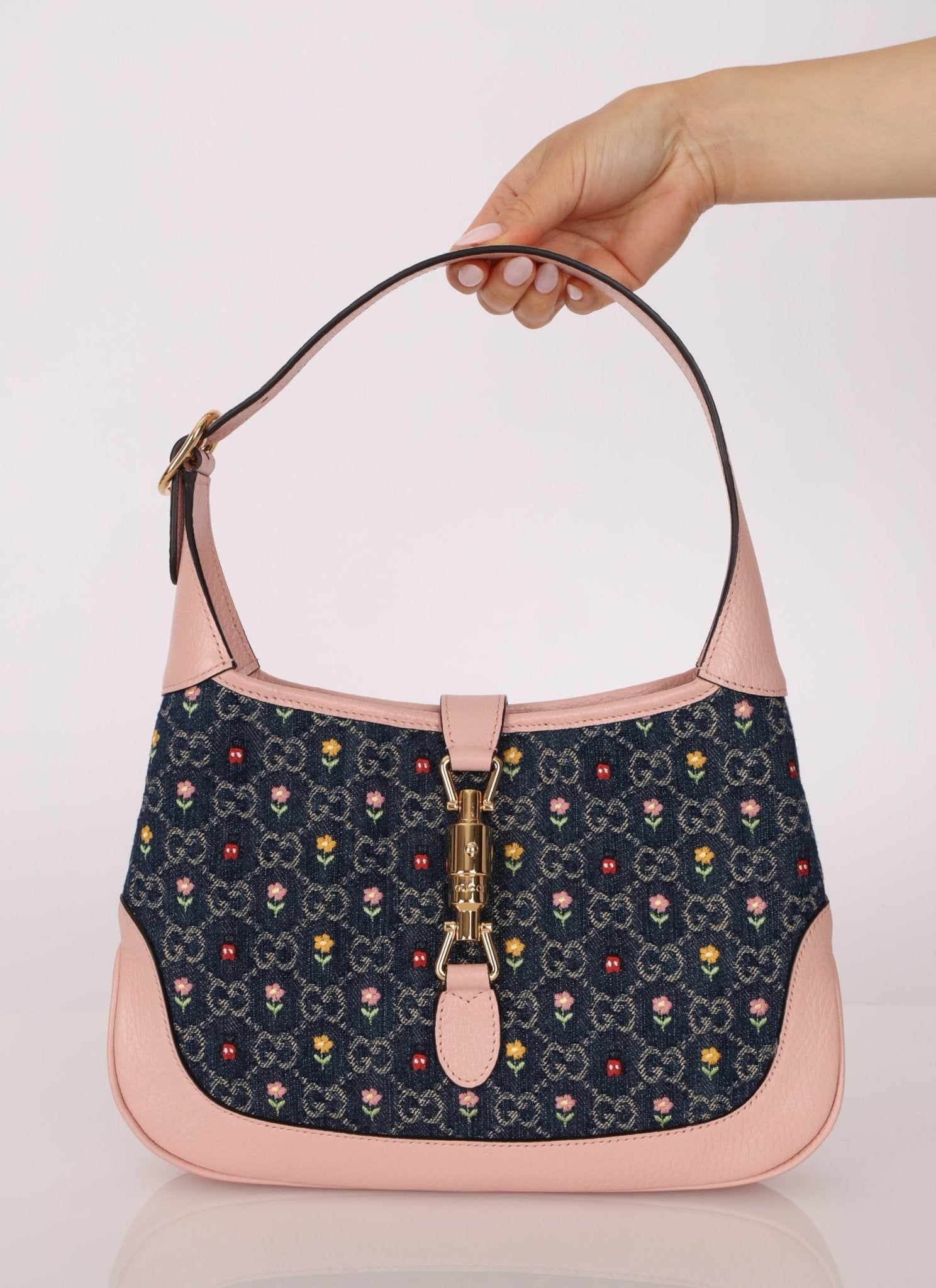 Limited Edition Gucci Denim Floral Small Jackie - FashioNica