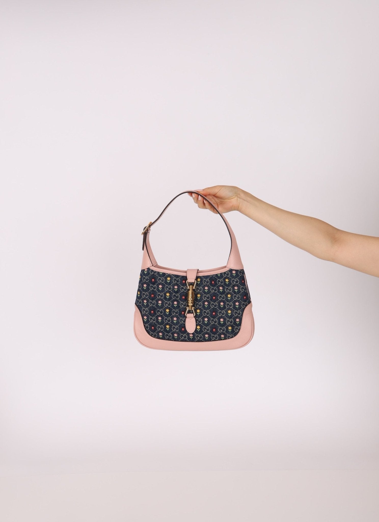 Limited Edition Gucci Denim Floral Small Jackie - FashioNica