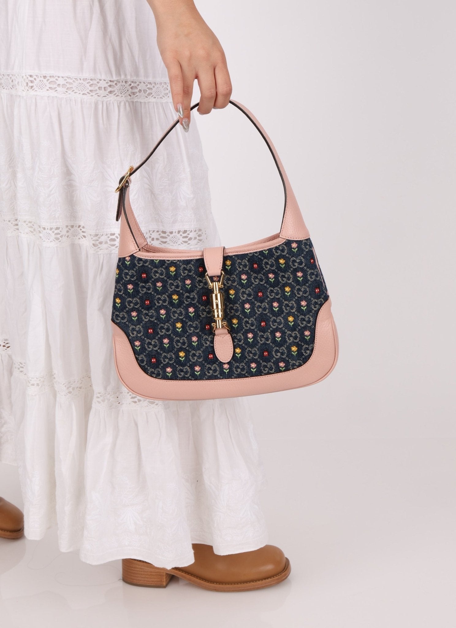 Limited Edition Gucci Denim Floral Small Jackie - FashioNica