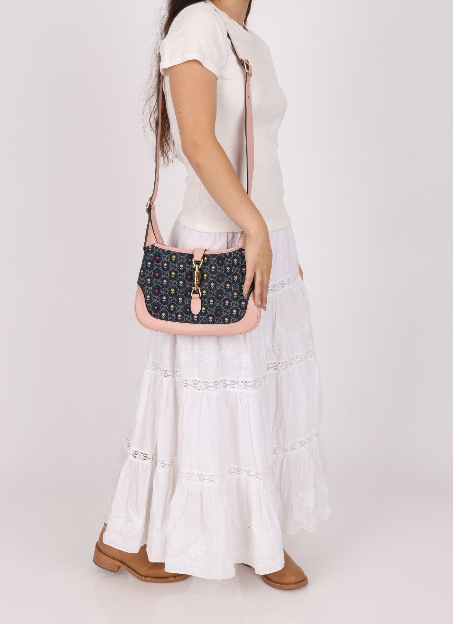 Limited Edition Gucci Denim Floral Small Jackie - FashioNica
