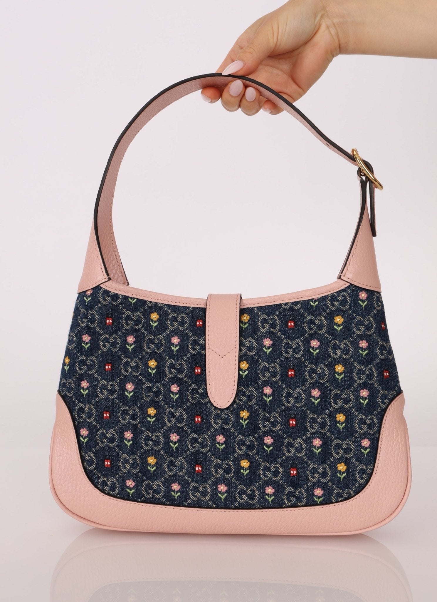 Limited Edition Gucci Denim Floral Small Jackie - FashioNica