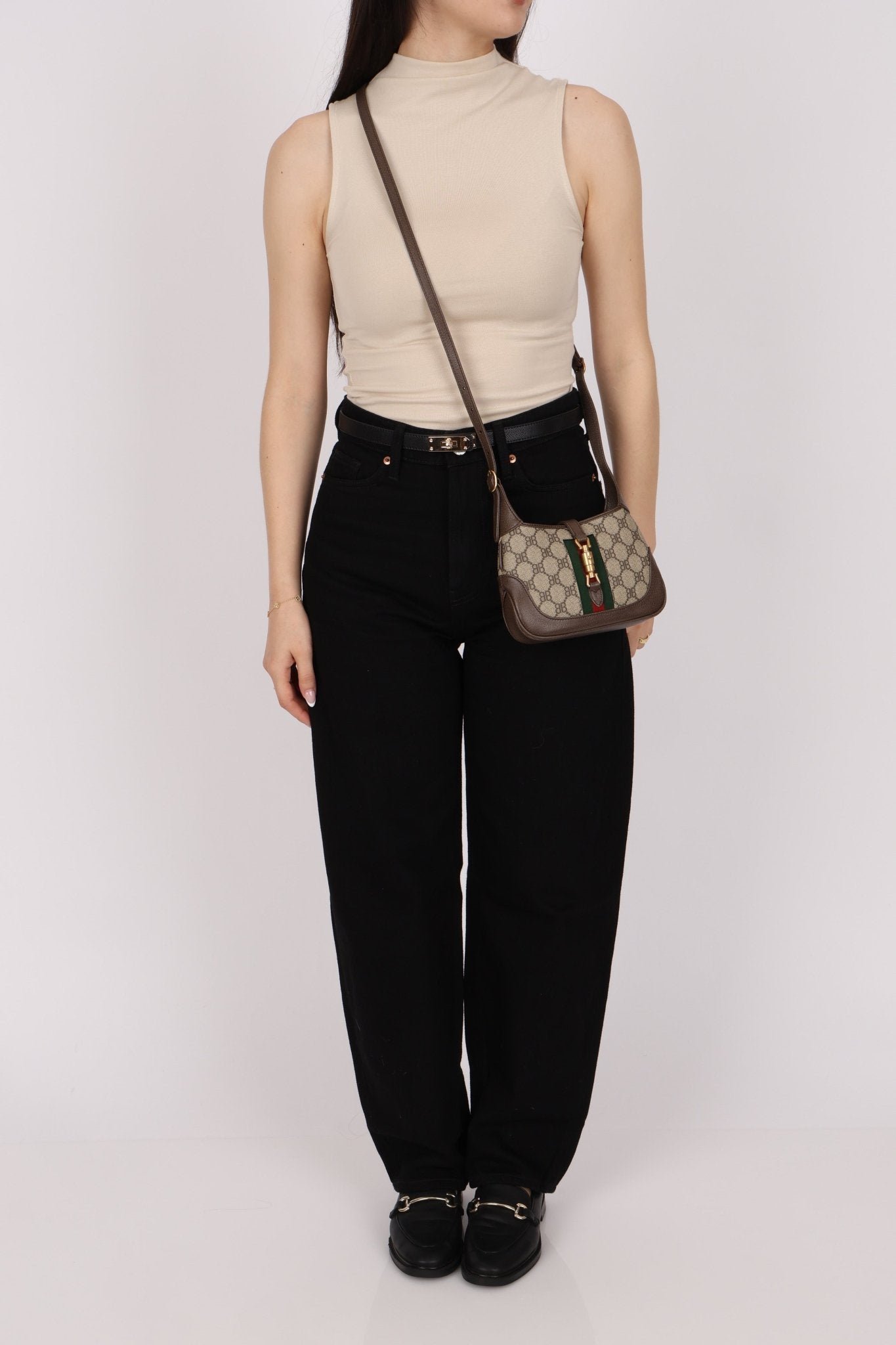Limited Edition Gucci X Balenciaga The Hacker Project 1961 Coated Canvas Mini Jackie - FashioNica