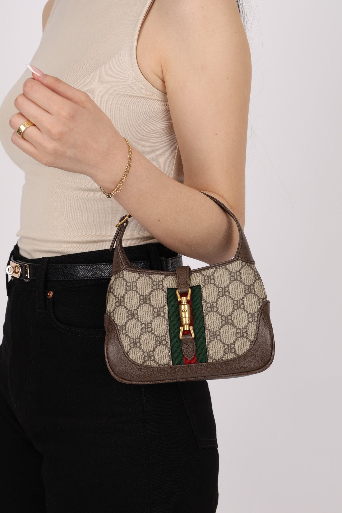 Limited Edition Gucci X Balenciaga The Hacker Project 1961 Coated Canvas Mini Jackie - FashioNica