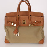 Limited Edition Hermès 1998 Vache Naturelle and Khaki Toile Birkin 35 GHW - FashioNica