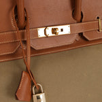 Limited Edition Hermès 1998 Vache Naturelle and Khaki Toile Birkin 35 GHW - FashioNica