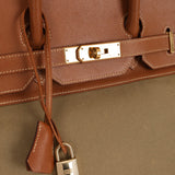 Limited Edition Hermès 1998 Vache Naturelle and Khaki Toile Birkin 35 GHW - FashioNica