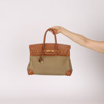 Limited Edition Hermès 1998 Vache Naturelle and Khaki Toile Birkin 35 GHW - FashioNica