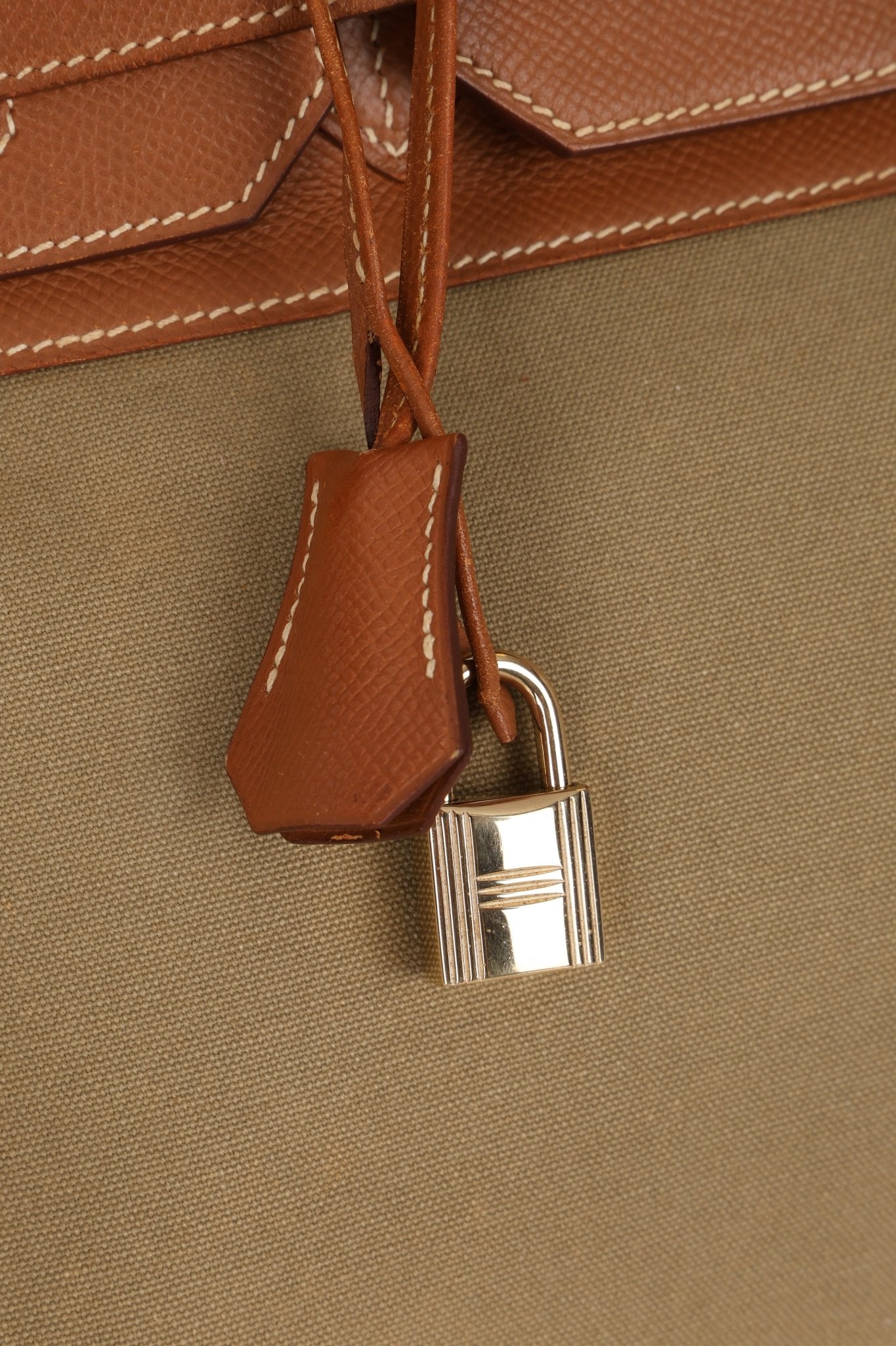 Limited Edition Hermès 1998 Vache Naturelle and Khaki Toile Birkin 35 GHW - FashioNica