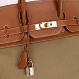 Limited Edition Hermès 1998 Vache Naturelle and Khaki Toile Birkin 35 GHW - FashioNica