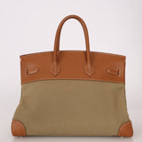 Limited Edition Hermès 1998 Vache Naturelle and Khaki Toile Birkin 35 GHW - FashioNica