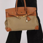 Limited Edition Hermès 1998 Vache Naturelle and Khaki Toile Birkin 35 GHW - FashioNica