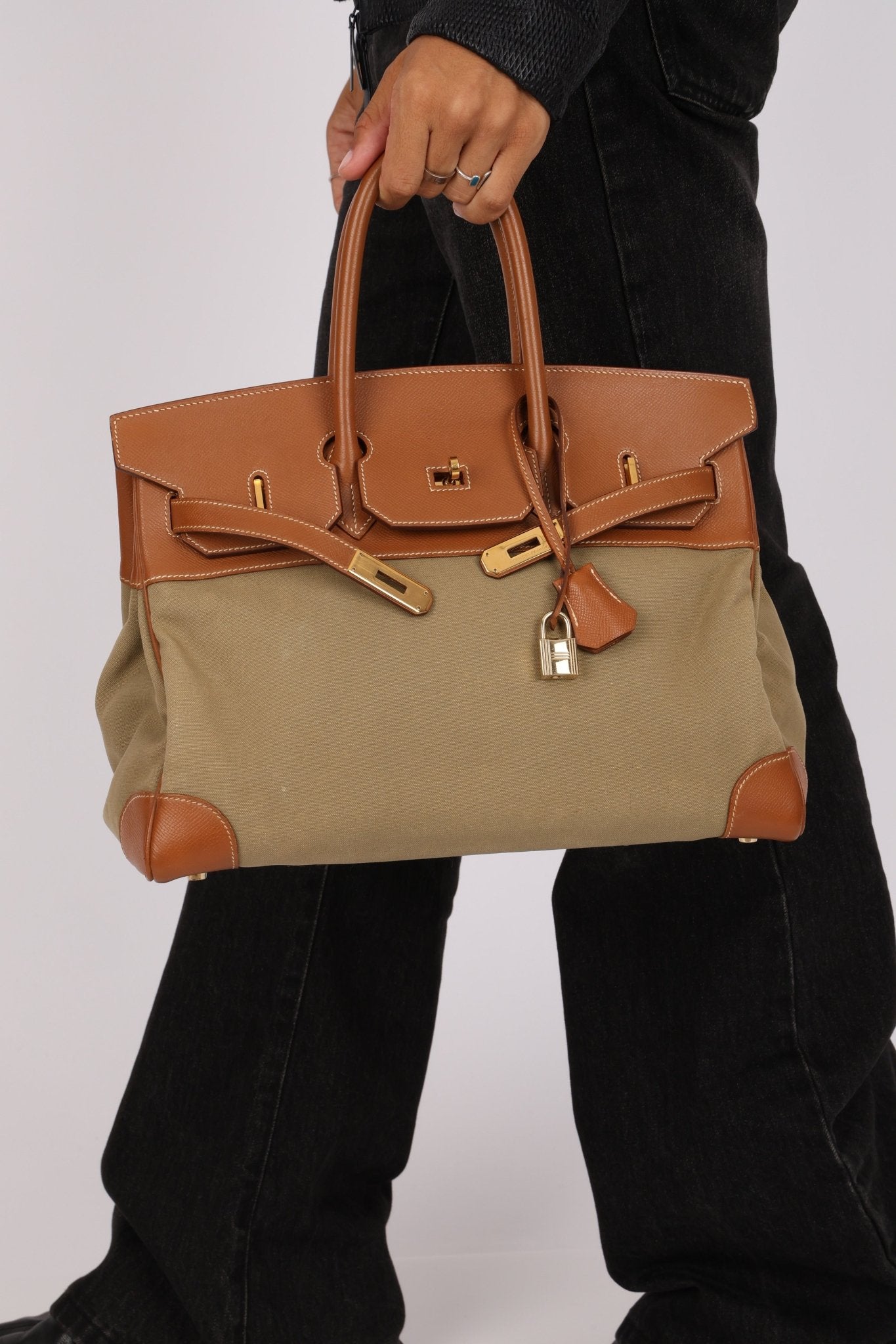 Limited Edition Hermès 1998 Vache Naturelle and Khaki Toile Birkin 35 GHW - FashioNica