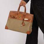 Limited Edition Hermès 1998 Vache Naturelle and Khaki Toile Birkin 35 GHW - FashioNica