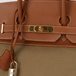 Limited Edition Hermès 1998 Vache Naturelle and Khaki Toile Birkin 35 GHW - FashioNica