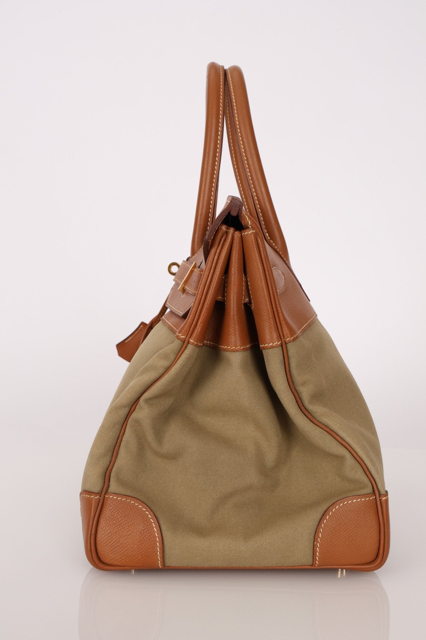 Limited Edition Hermès 1998 Vache Naturelle and Khaki Toile Birkin 35 GHW - FashioNica