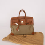 Limited Edition Hermès 1998 Vache Naturelle and Khaki Toile Birkin 35 GHW - FashioNica