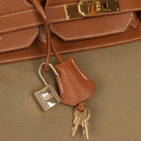 Limited Edition Hermès 1998 Vache Naturelle and Khaki Toile Birkin 35 GHW - FashioNica