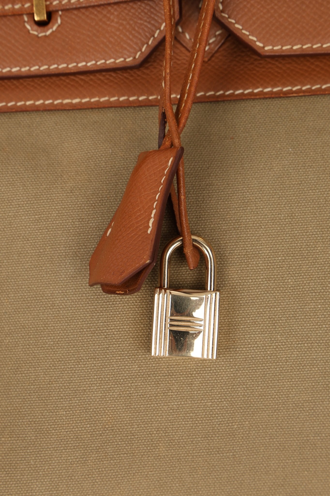 Limited Edition Hermès 1998 Vache Naturelle and Khaki Toile Birkin 35 GHW - FashioNica