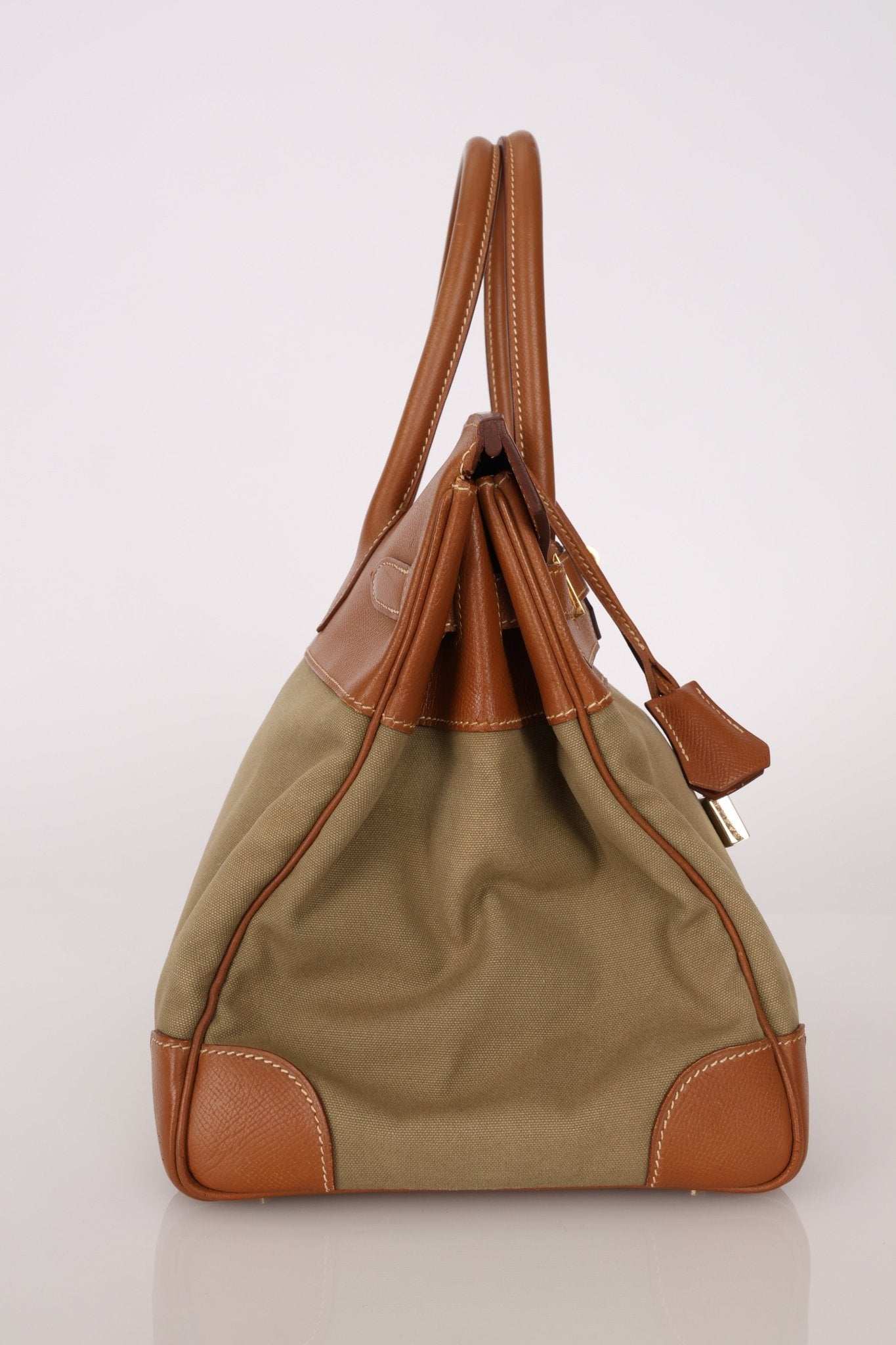 Limited Edition Hermès 1998 Vache Naturelle and Khaki Toile Birkin 35 GHW - FashioNica