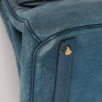 Limited Edition Hermès 2012 Veau Doblis Swift Grizzly Bleu Tempete Birkin 30 Retourne GHW - FashioNica