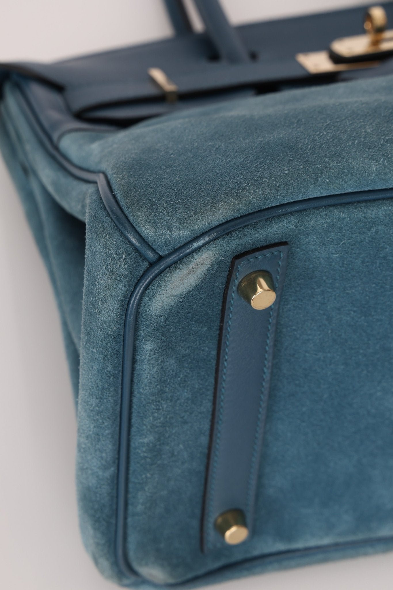 Limited Edition Hermès 2012 Veau Doblis Swift Grizzly Bleu Tempete Birkin 30 Retourne GHW - FashioNica