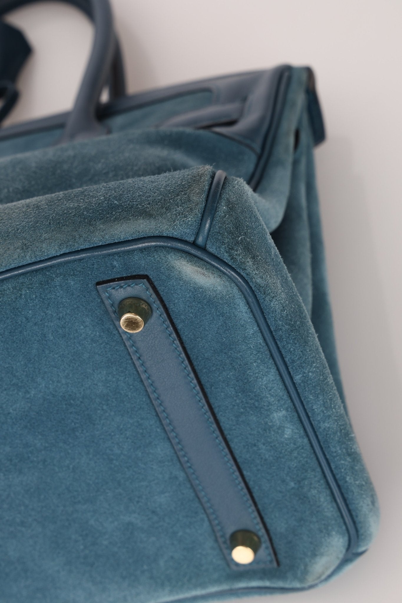 Limited Edition Hermès 2012 Veau Doblis Swift Grizzly Bleu Tempete Birkin 30 Retourne GHW - FashioNica