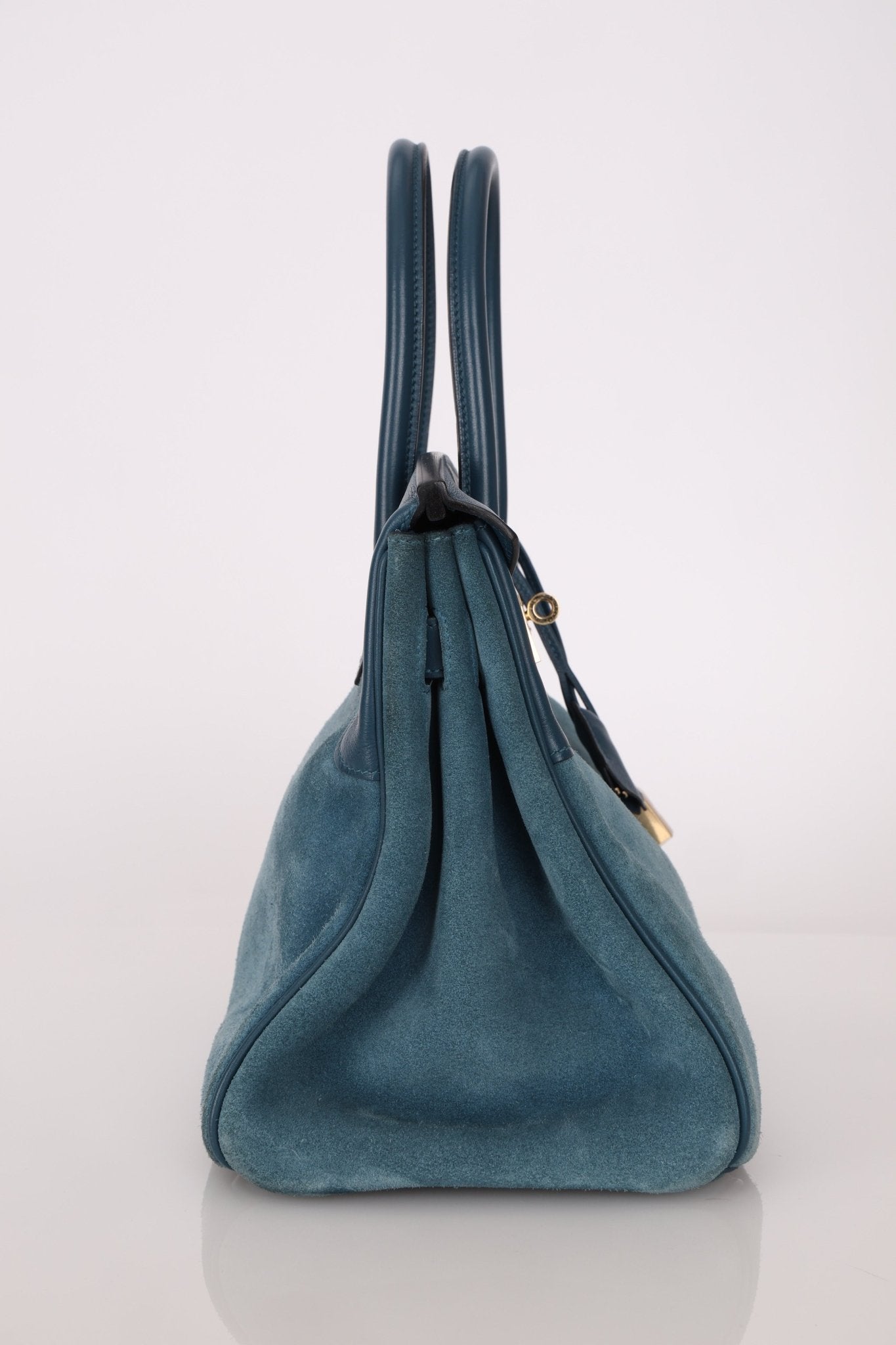 Limited Edition Hermès 2012 Veau Doblis Swift Grizzly Bleu Tempete Birkin 30 Retourne GHW - FashioNica