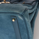 Limited Edition Hermès 2012 Veau Doblis Swift Grizzly Bleu Tempete Birkin 30 Retourne GHW - FashioNica