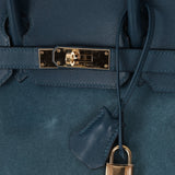 Limited Edition Hermès 2012 Veau Doblis Swift Grizzly Bleu Tempete Birkin 30 Retourne GHW - FashioNica