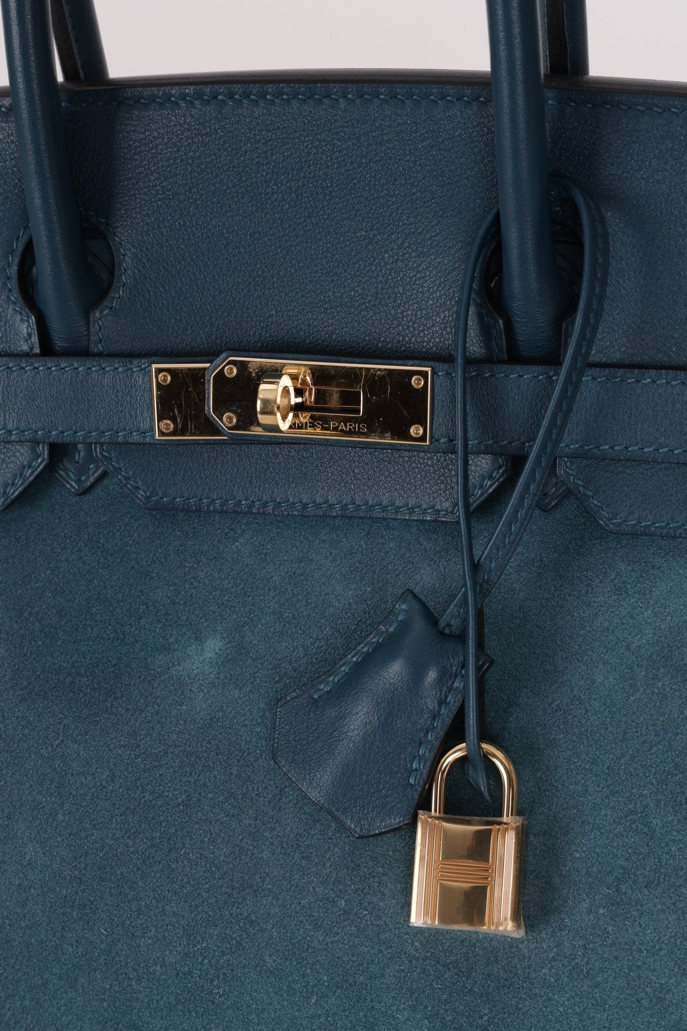 Limited Edition Hermès 2012 Veau Doblis Swift Grizzly Bleu Tempete Birkin 30 Retourne GHW - FashioNica