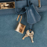 Limited Edition Hermès 2012 Veau Doblis Swift Grizzly Bleu Tempete Birkin 30 Retourne GHW - FashioNica
