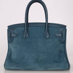Limited Edition Hermès 2012 Veau Doblis Swift Grizzly Bleu Tempete Birkin 30 Retourne GHW - FashioNica