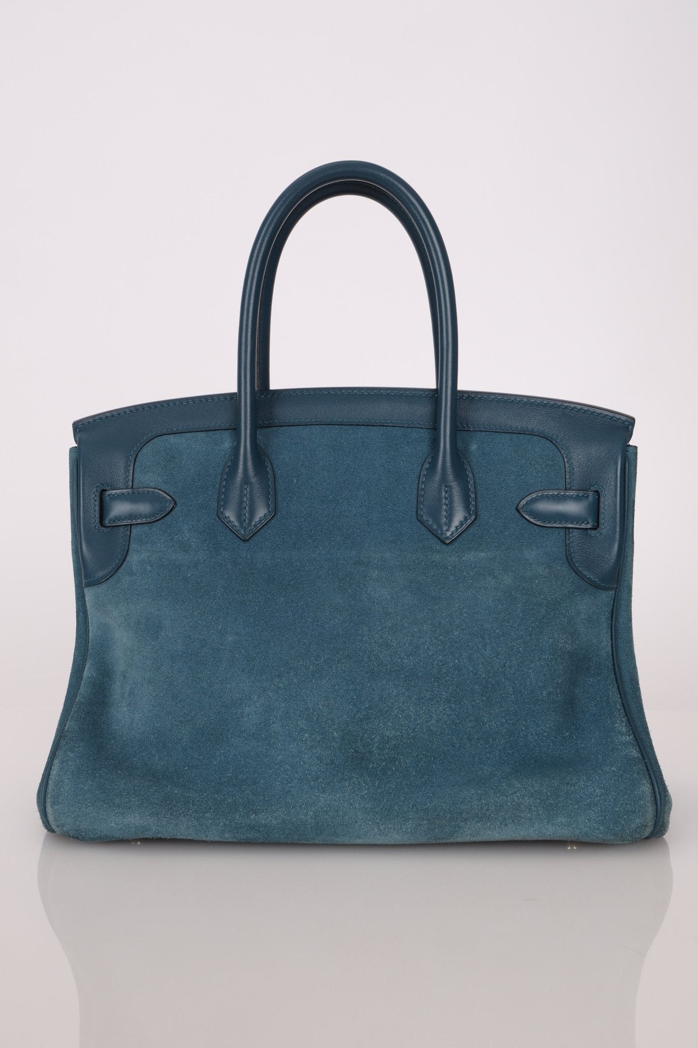 Limited Edition Hermès 2012 Veau Doblis Swift Grizzly Bleu Tempete Birkin 30 Retourne GHW - FashioNica