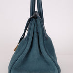 Limited Edition Hermès 2012 Veau Doblis Swift Grizzly Bleu Tempete Birkin 30 Retourne GHW - FashioNica