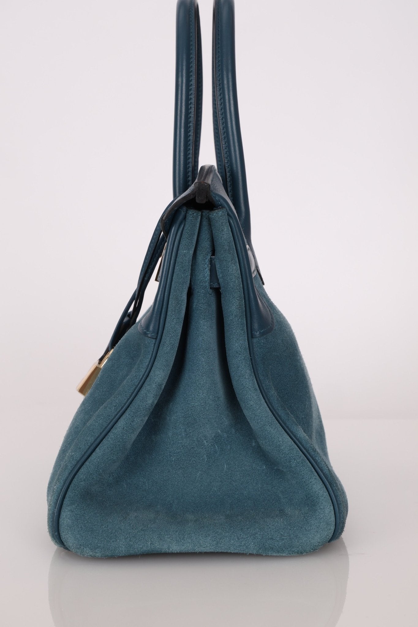 Limited Edition Hermès 2012 Veau Doblis Swift Grizzly Bleu Tempete Birkin 30 Retourne GHW - FashioNica