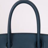 Limited Edition Hermès 2012 Veau Doblis Swift Grizzly Bleu Tempete Birkin 30 Retourne GHW - FashioNica