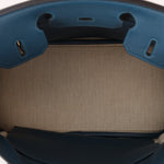 Limited Edition Hermès 2012 Veau Doblis Swift Grizzly Bleu Tempete Birkin 30 Retourne GHW - FashioNica