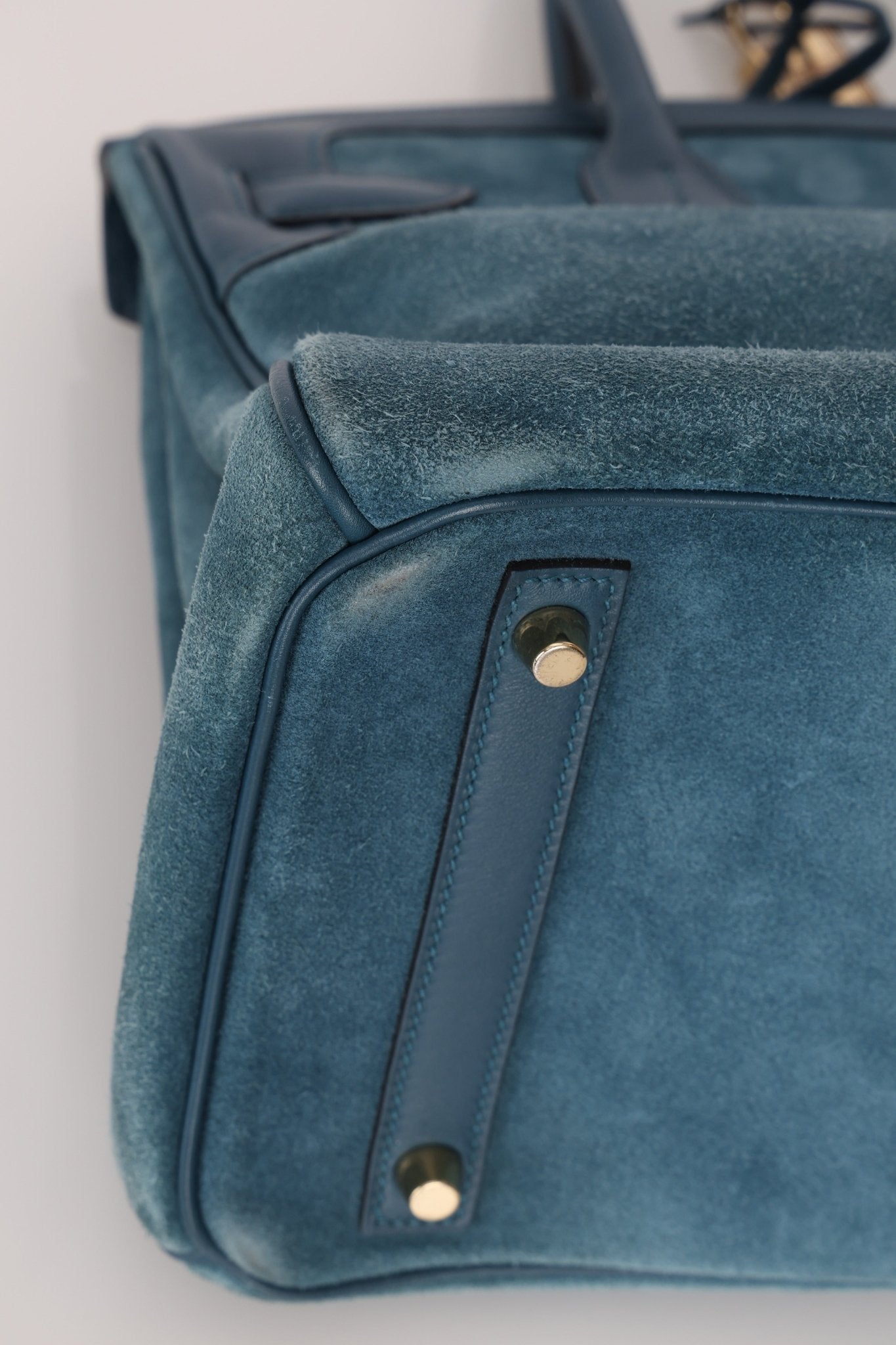 Limited Edition Hermès 2012 Veau Doblis Swift Grizzly Bleu Tempete Birkin 30 Retourne GHW - FashioNica